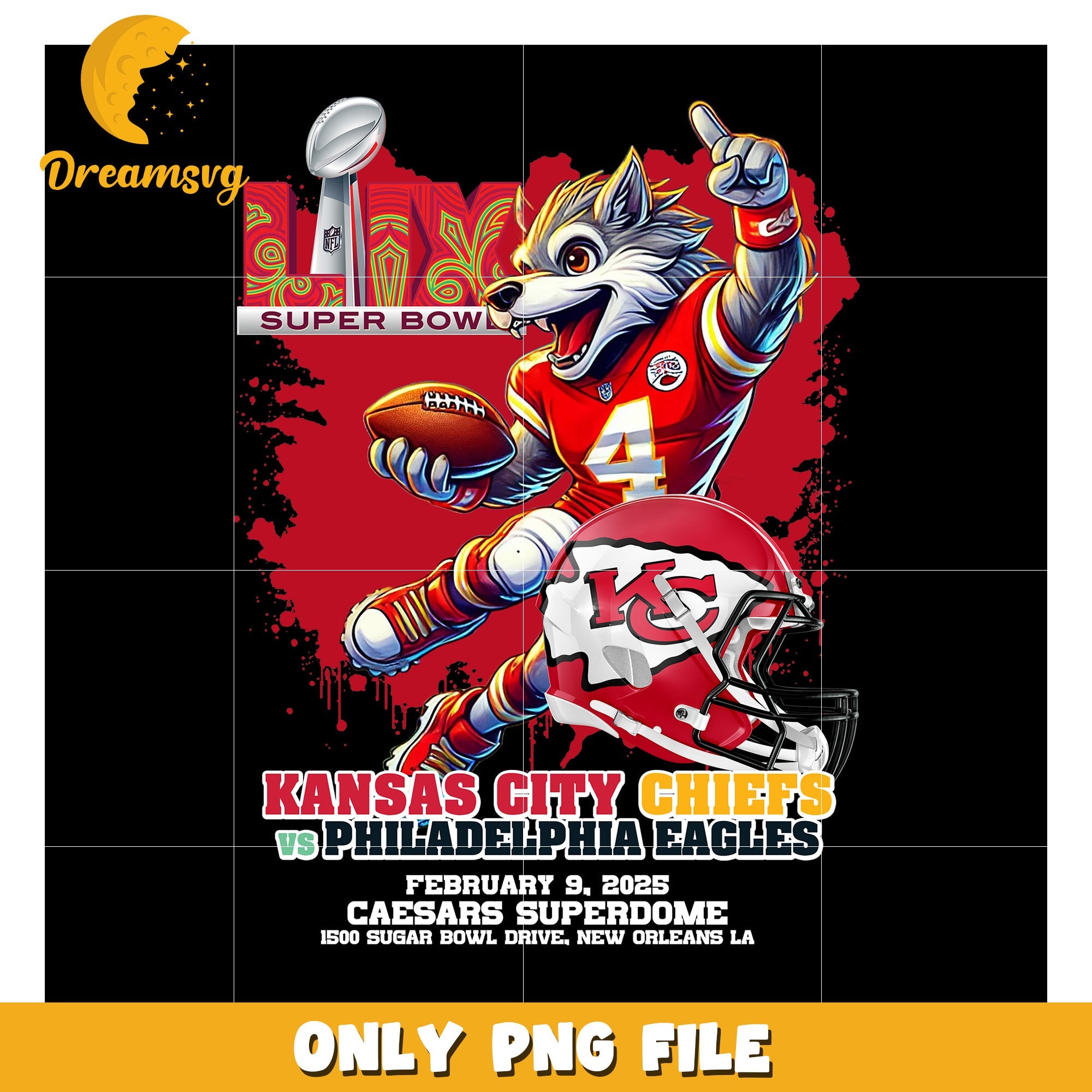Kansas City Chiefs vs Eagles Super Bowl PNG Design