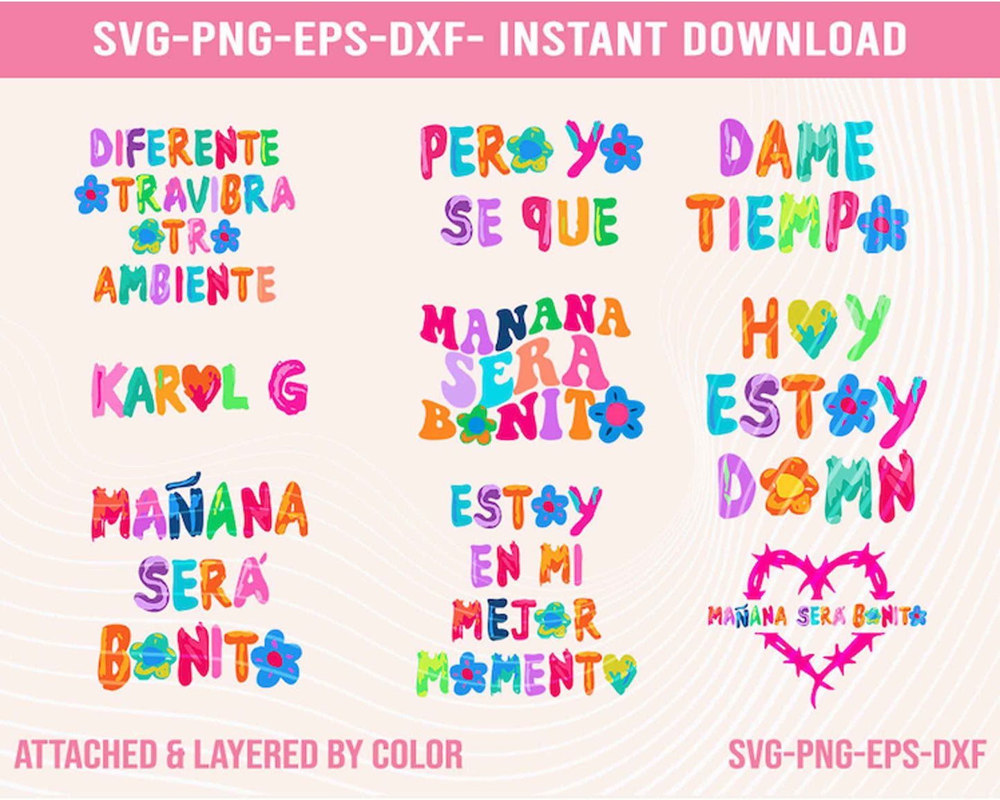 Karol G Bundle album cover, Mañana será bonito SVG/PNG/Eps/Dxf, Digital files download