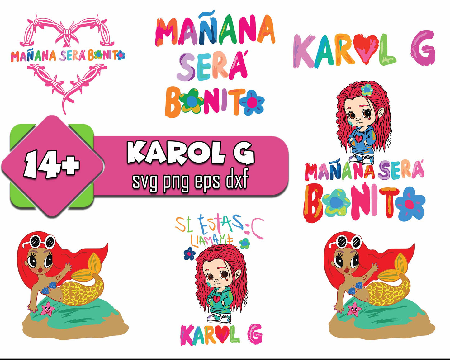 14+ Karol G bundle, Karol mañana será bonito SVG, Karol g mañana sera bonito sublimation, mañana png eps dxf, Digital File