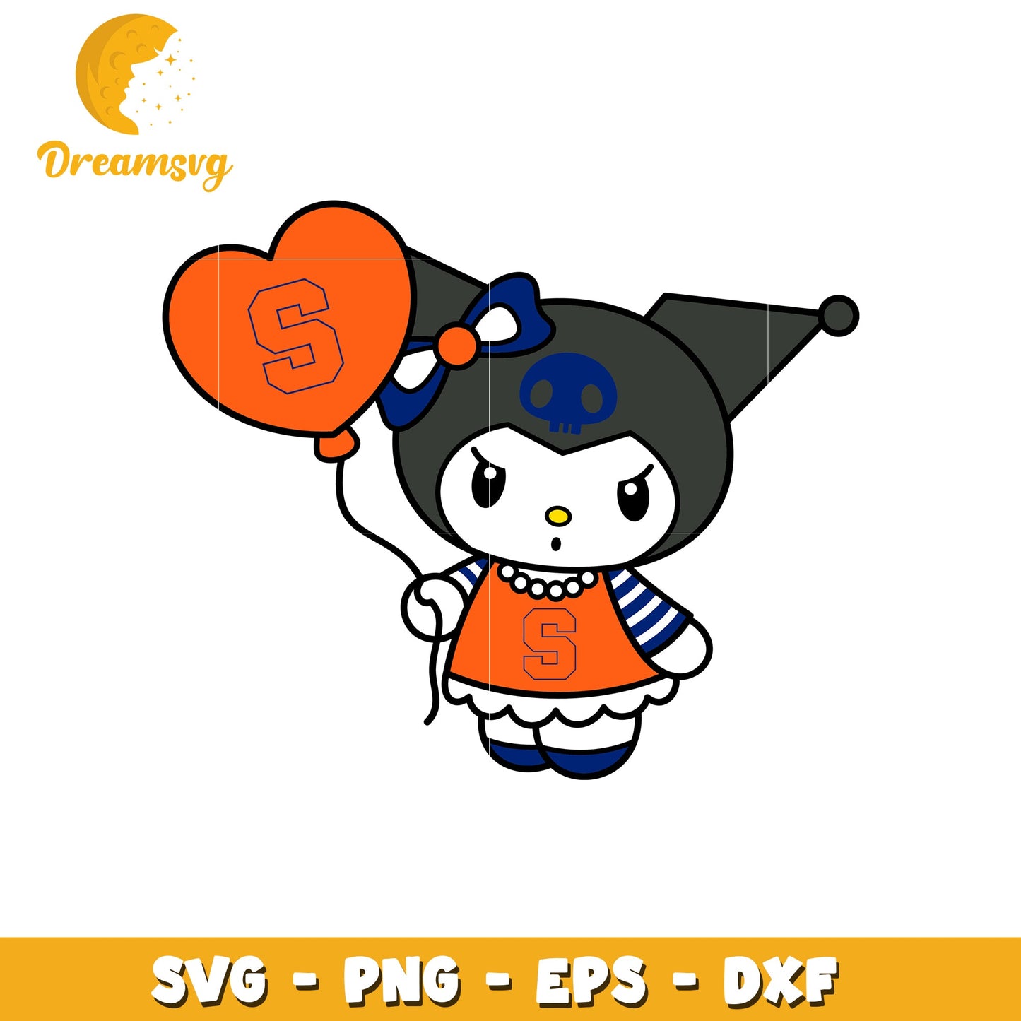 Kuromi SVG Design Orange & Blue Theme