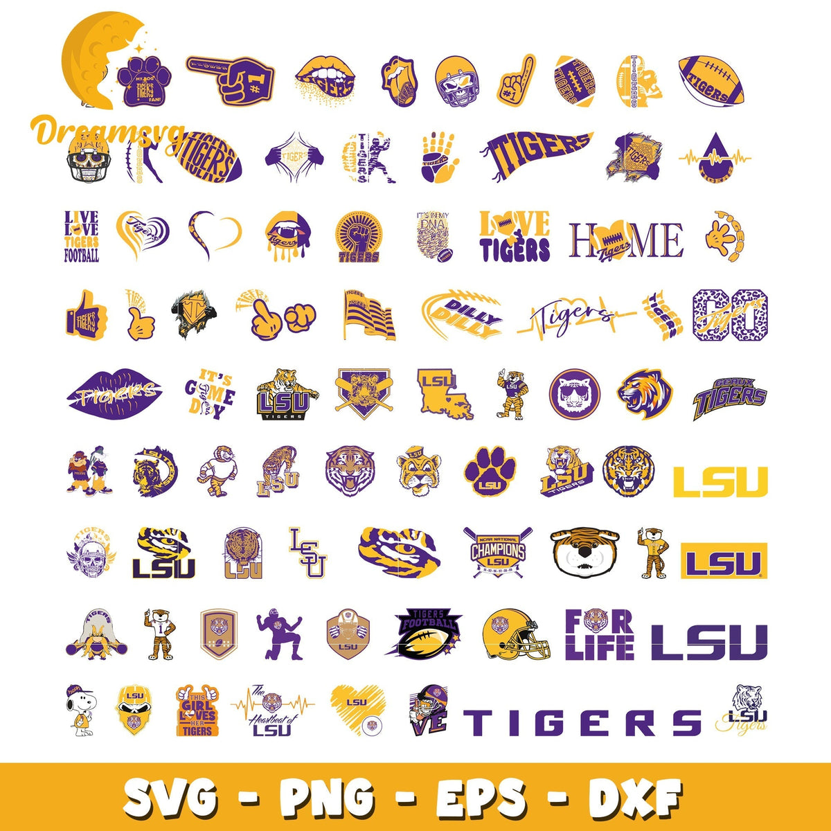 lsu tigers logo design bundle svg, lsu tigers football svg