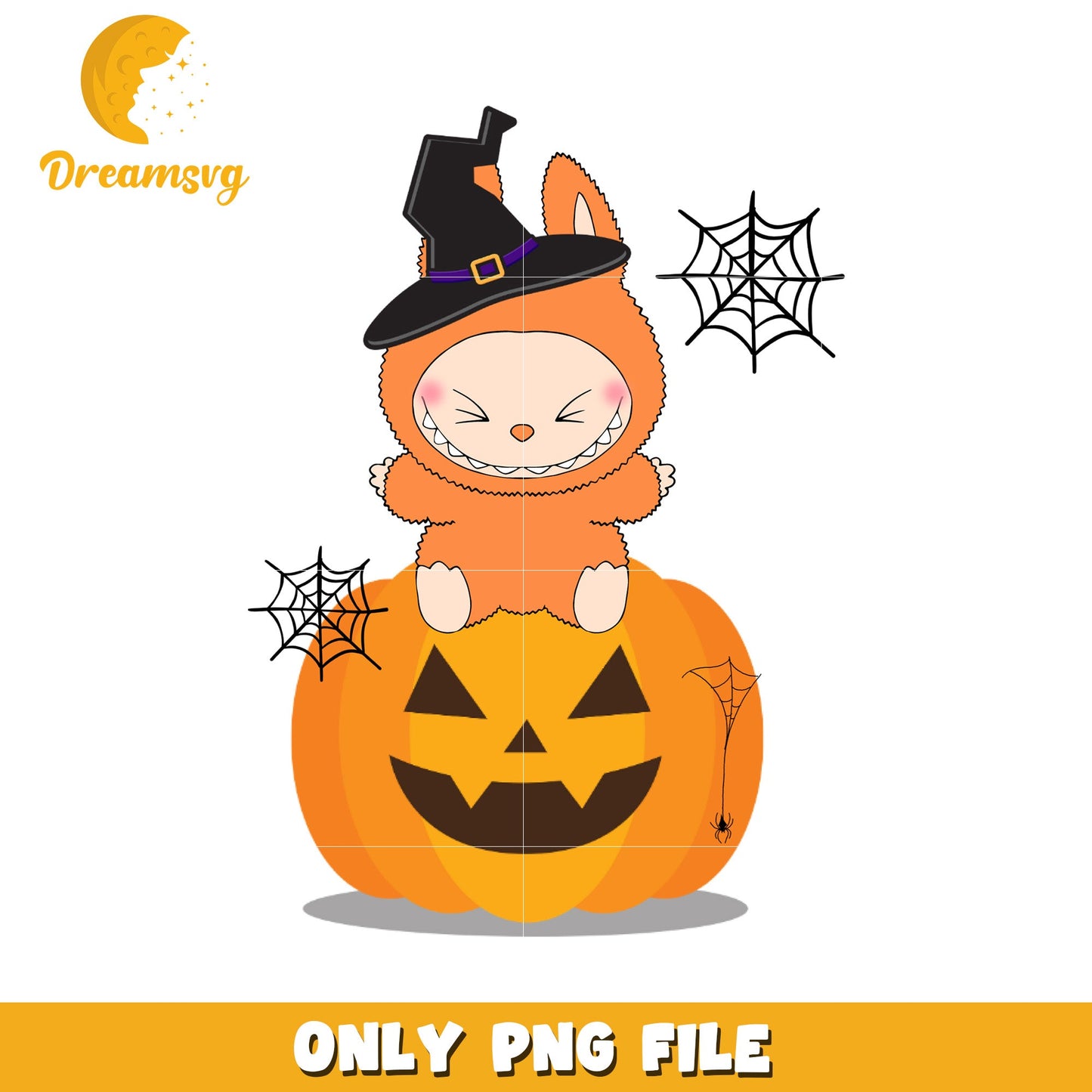 Labubu halloween design png, trick or treat png, halloween pumpkin png