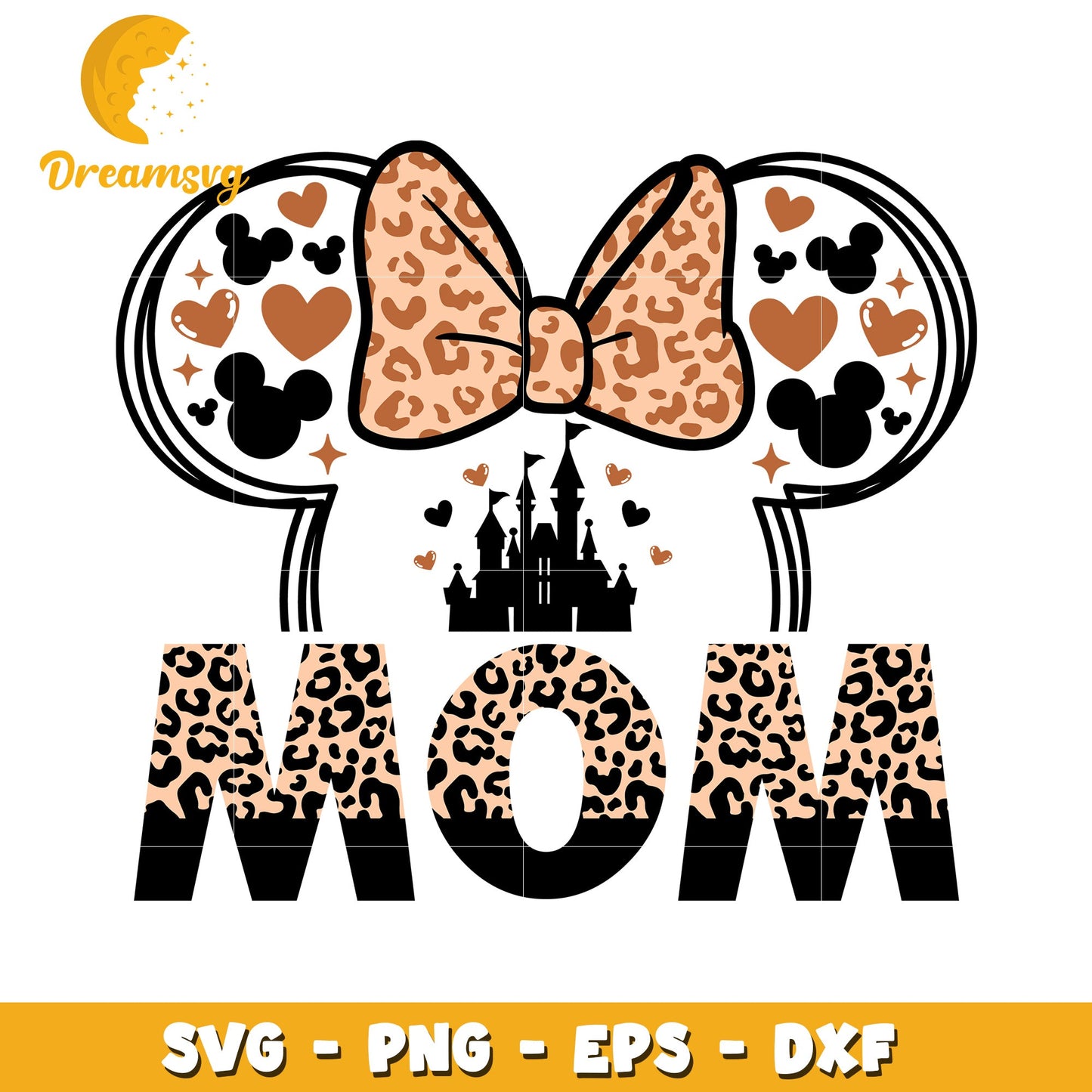 Leopard Mom SVG Cut File Disney Castle