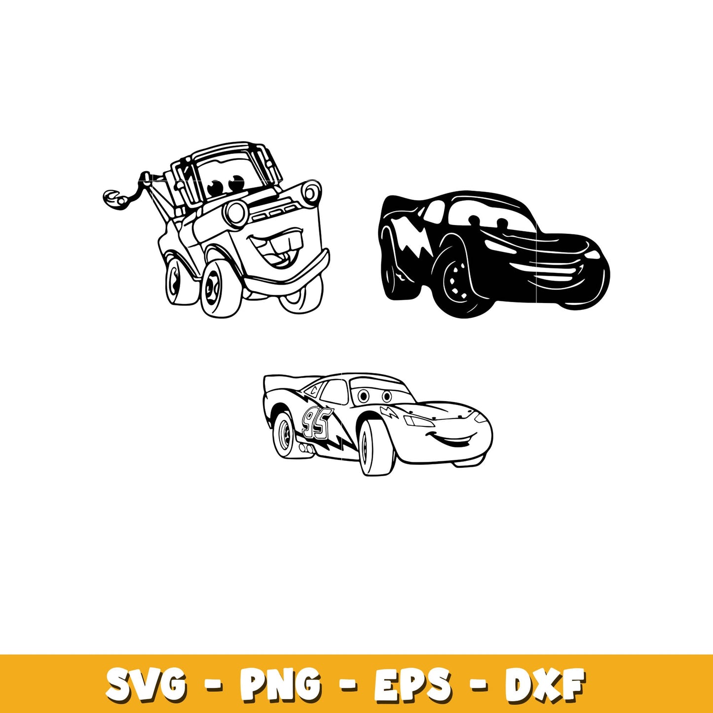 Lightning McQueen coloring bundle svg, cars svg, Disney cartoon svg, Digital download