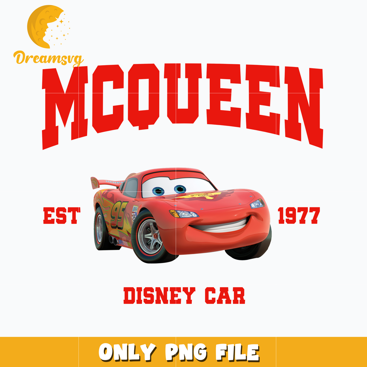 Disney Car McQueen Est 1977 png