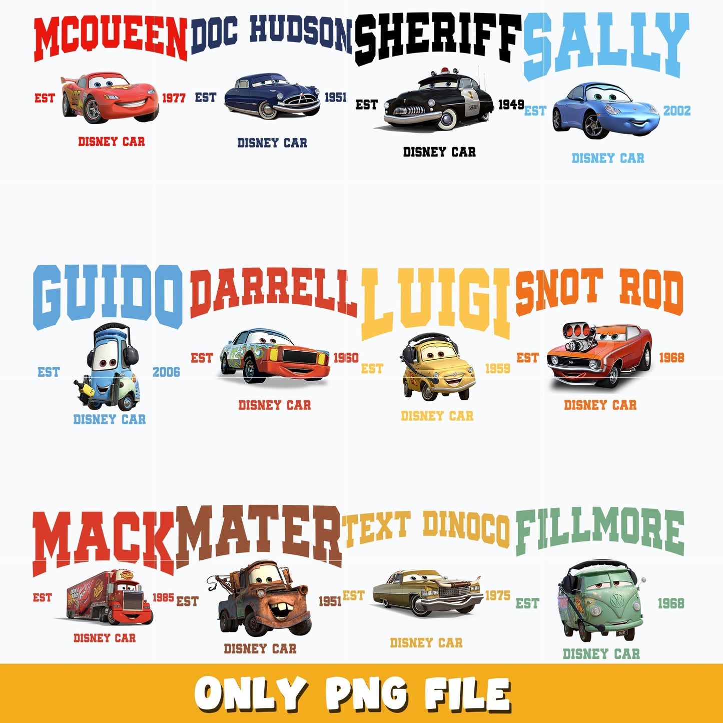 Disney car est bundle png, Disney cars png, disney cartoon png, Digital download