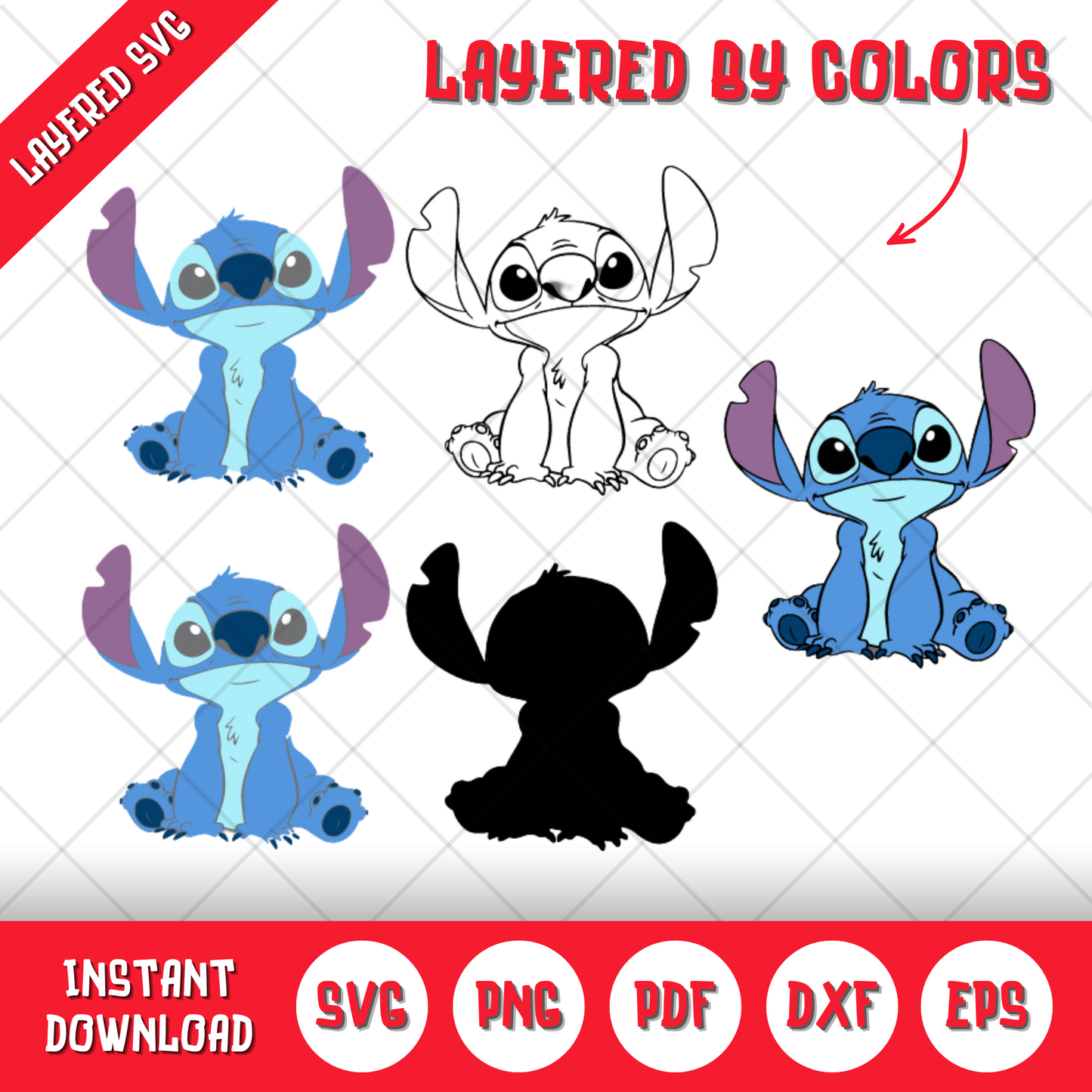 Lilo & Stitch 100 Cliparts Bundle, Lilo and Stitch SVG Cut Files for Cricut / Silhouette, PNG DXF, instant download