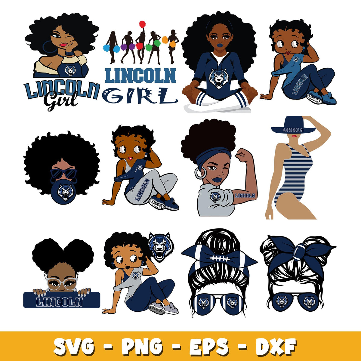 Lincoln University girl Bundle svg, Lincoln University logo svg, ncaa svg