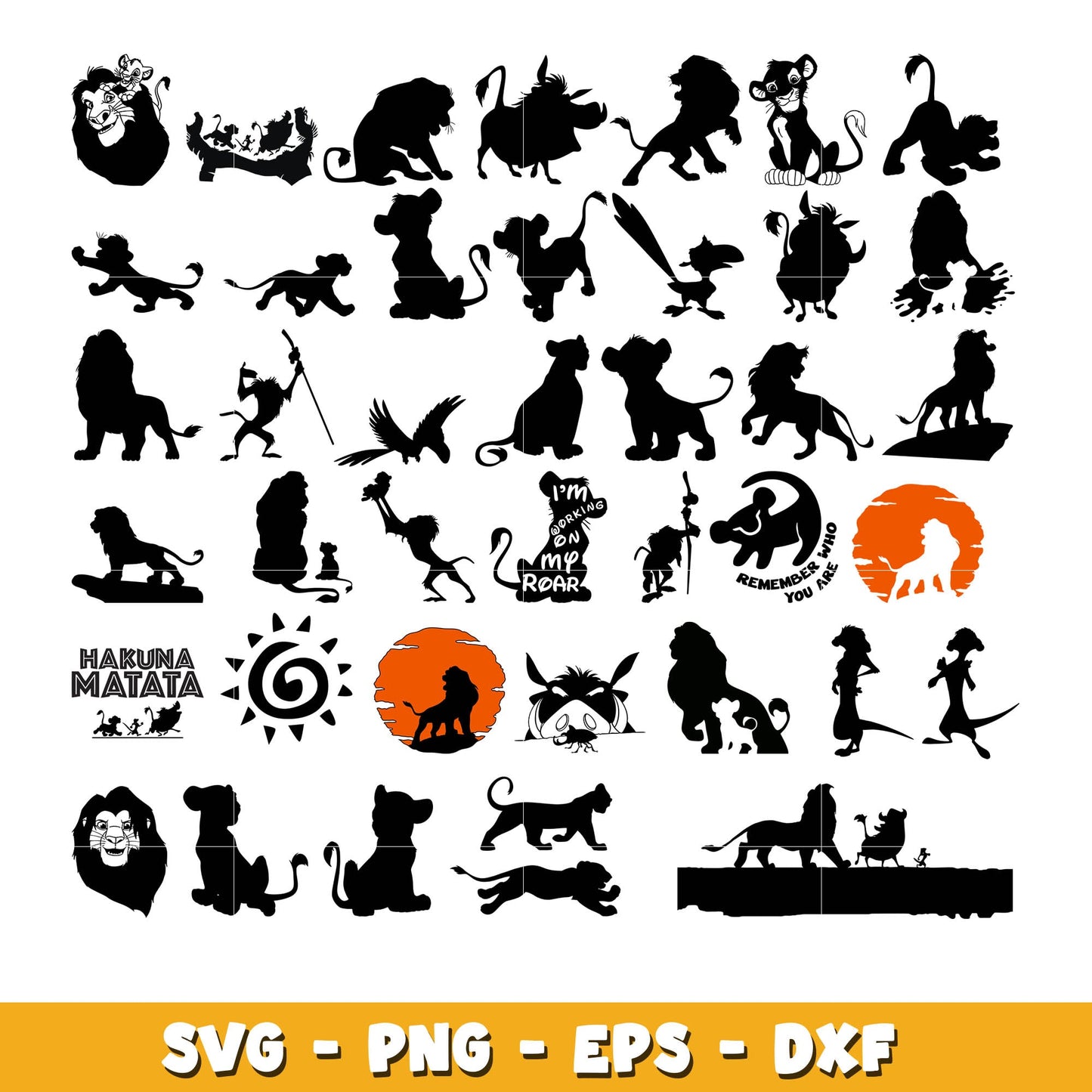 Lion King Silhouette bundle svg, Disney cartoon svg, Digital download
