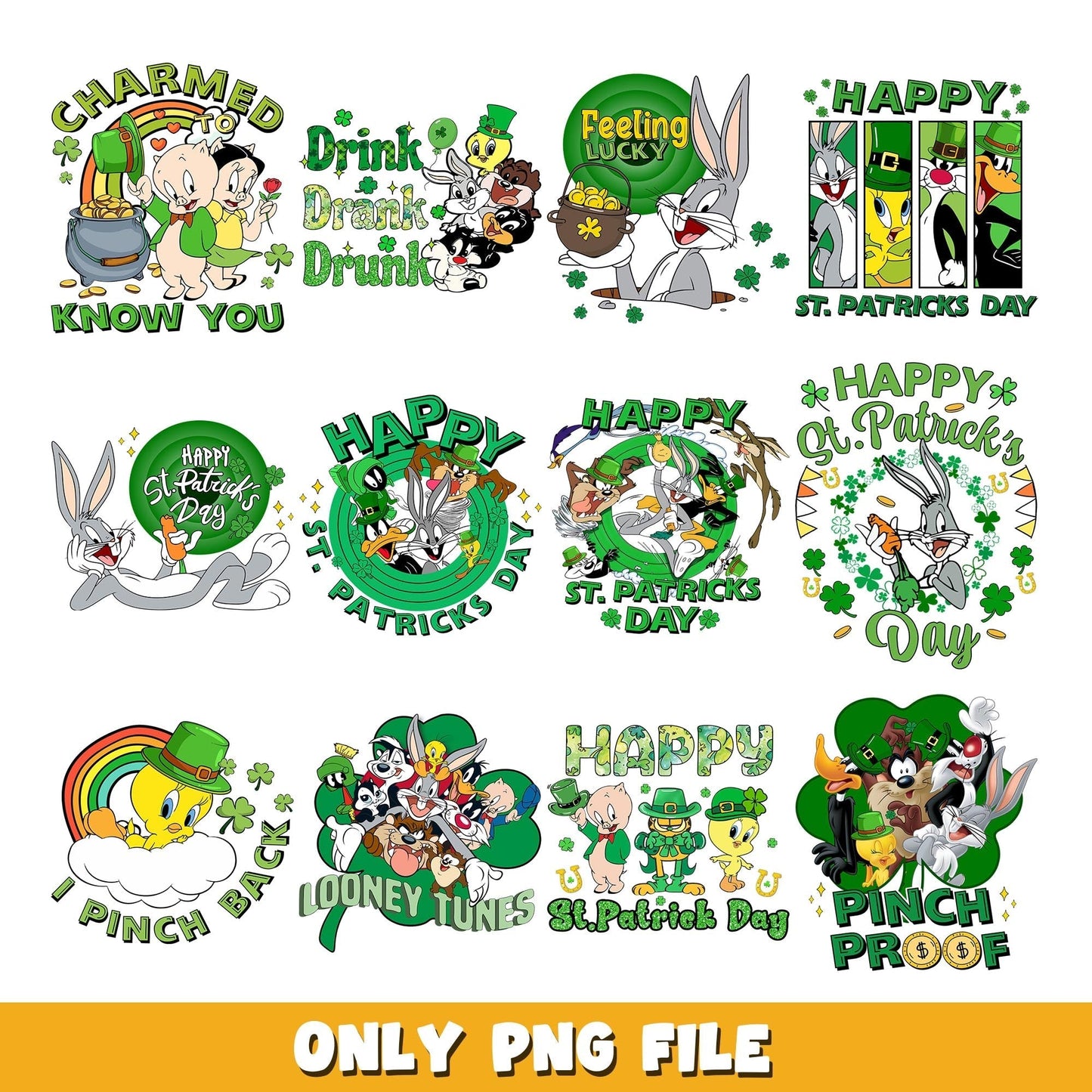 Looney Tunes Lucky St Patrick png, Looney Tunes bundle png, cartoon png