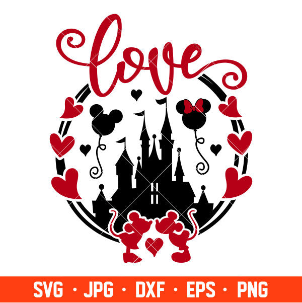 Love Mickey & Minnie Circle Svg, Free Svg, Daily Freebies Svg, Cricut, Silhouette Vector Cut File