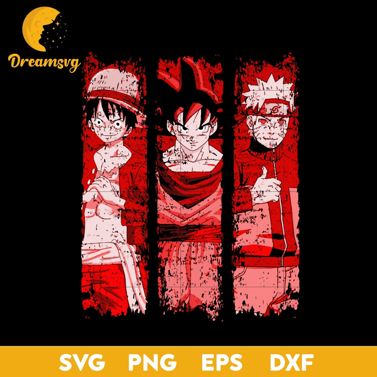Luffy One Piece Svg, Son Goku Dragon Ball Svg, Uzumaki Naruto Svg, Anime Svg, png, eps, dxf digital download.