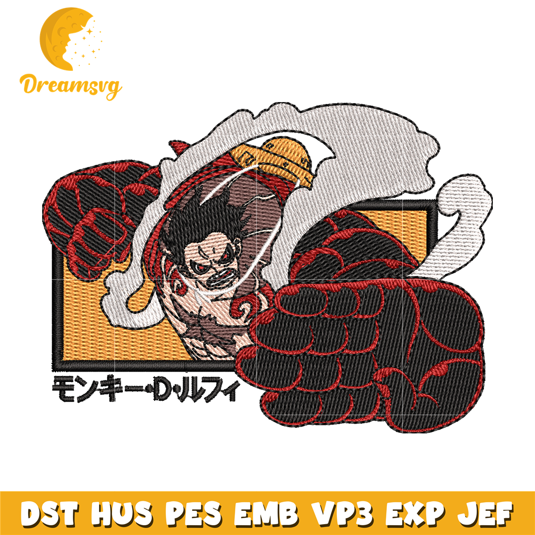 Luffy gear 4 embroidery design, One Piece embroidery