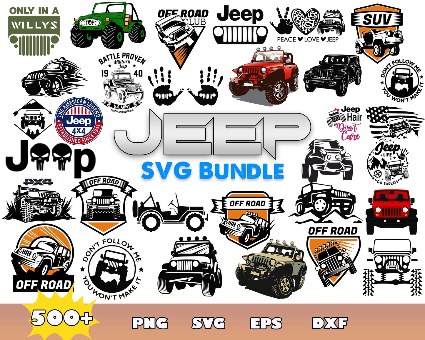500+ Jeep Mega Svg Bundle, Bundle svg, png, epf, dfx - Digital download