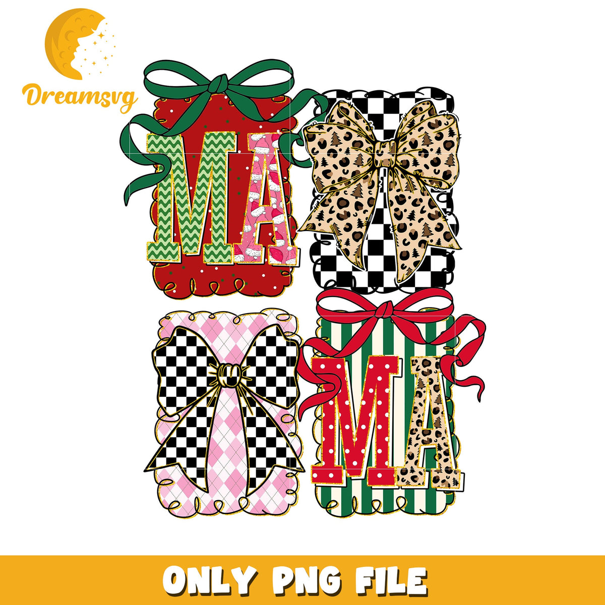 Mama bowtie grinch png, christmas lights png, christmas music png
