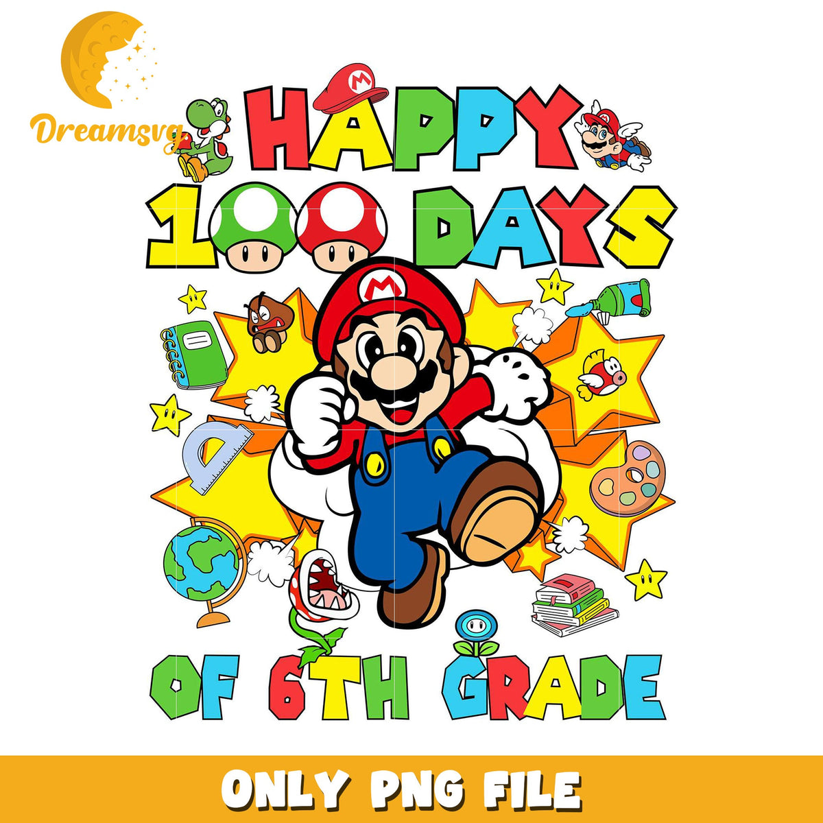 Mario 100 Days 6th Grade PNG