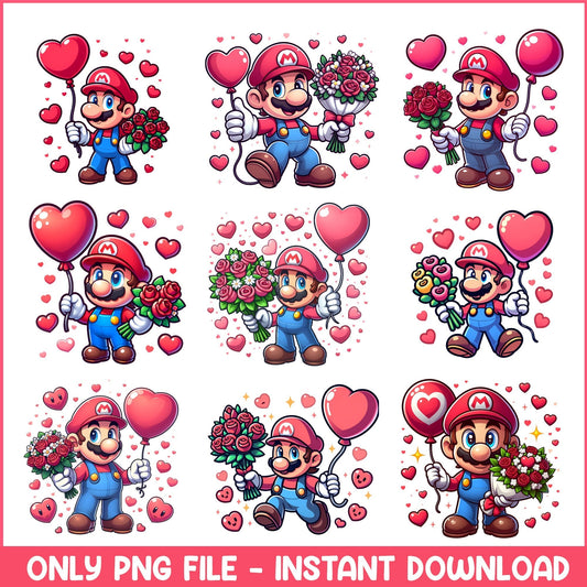 Supper Mario valentine bundle png