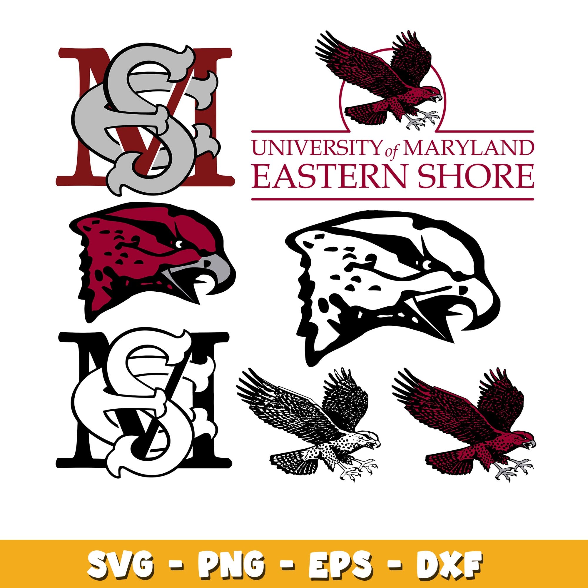 Maryland Eastern Shore Hawks Primary Logo T-Shirt - White
