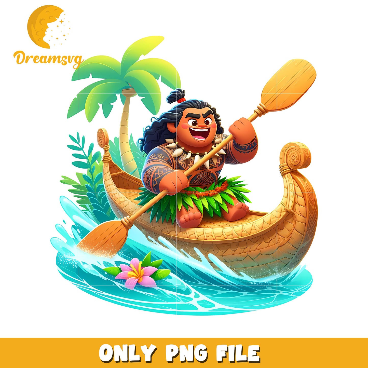 Maui PNG Cartoon Canoe Clipart