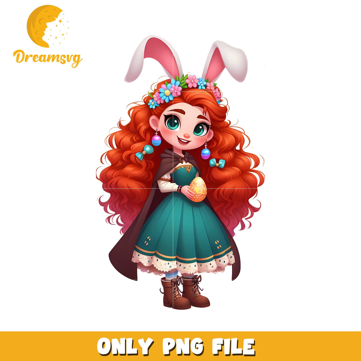 Merida chibi easter bunny png, easter day png, disney princess png