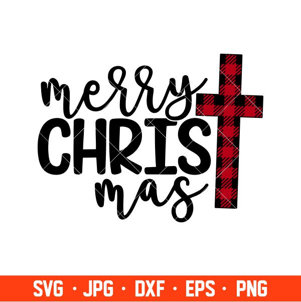 Merry Christmas Buffalo Cross Svg, Merry Christmas Svg, Buffalo Plaid Svg, Cricut, Silhouette Vector Cut File