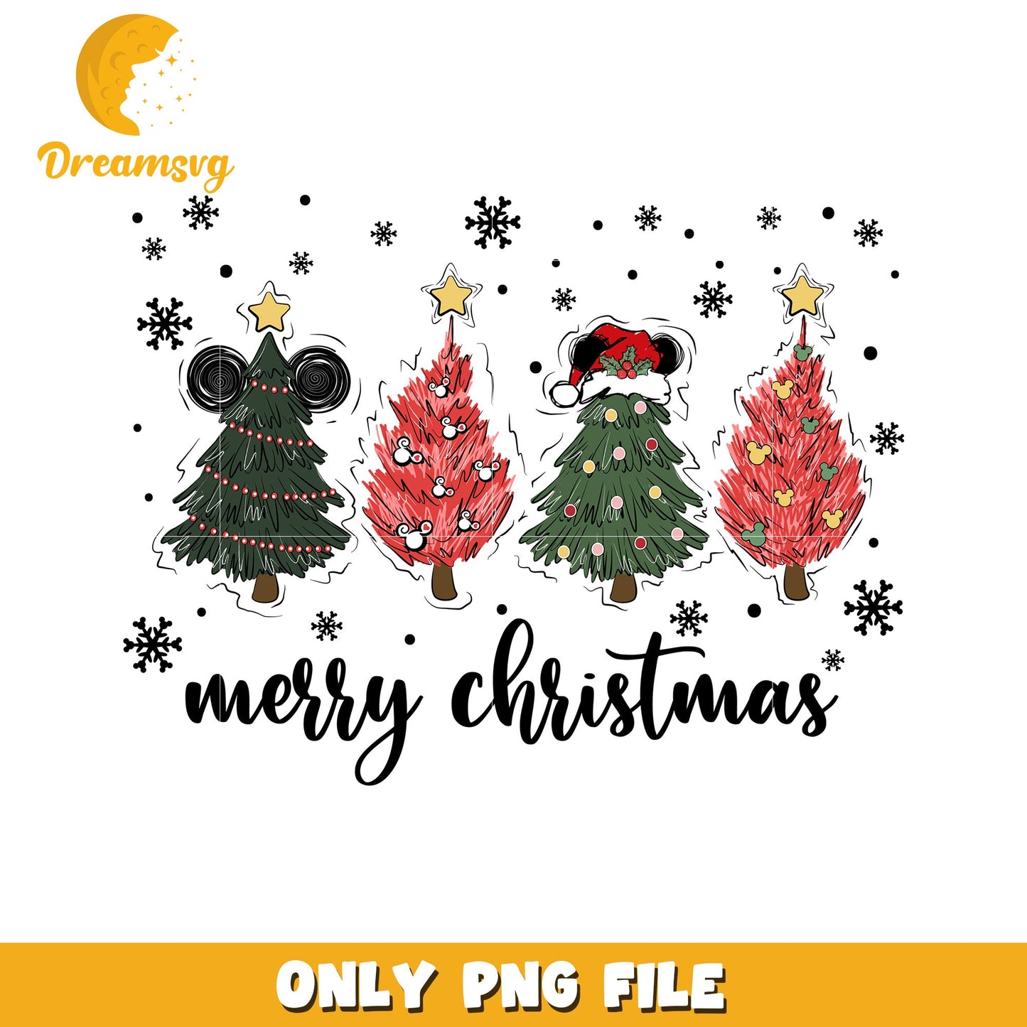 Merry Christmas Trees PNG Design