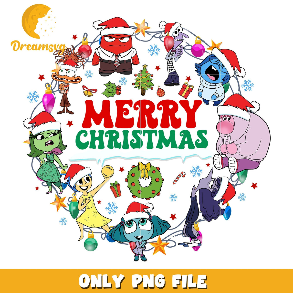 Merry christmas inside out 2 sadness png, anxiety inside out 2 png