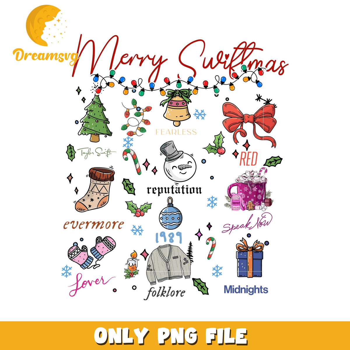 Merry swiftmas christmas symbol png, taylor swift albums png
