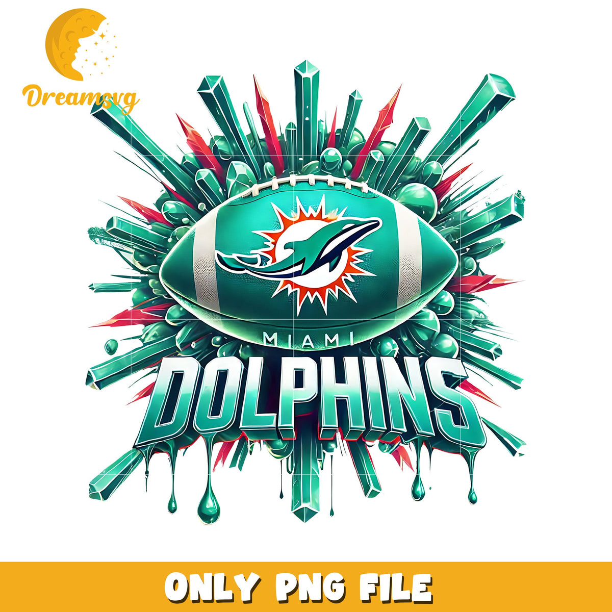 Miami dolphins ball design png, nfl balll png, nfl teams png