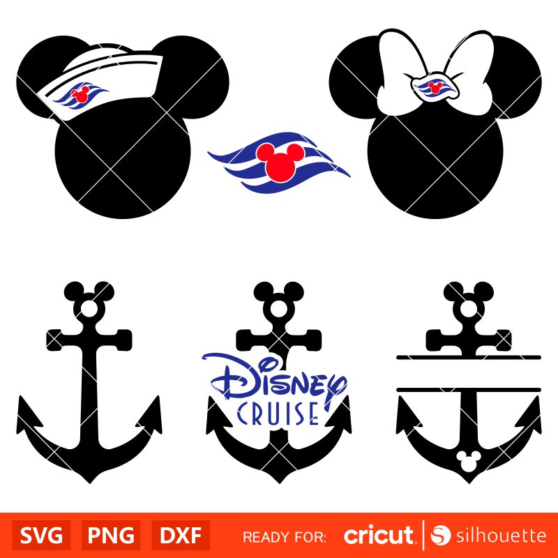 Mickey & Minnie Sailor Bundle Svg, Mickey Cruise Svg, Family Cruise Svg, Disney Svg, Cricut, Silhouette Vector Cut File