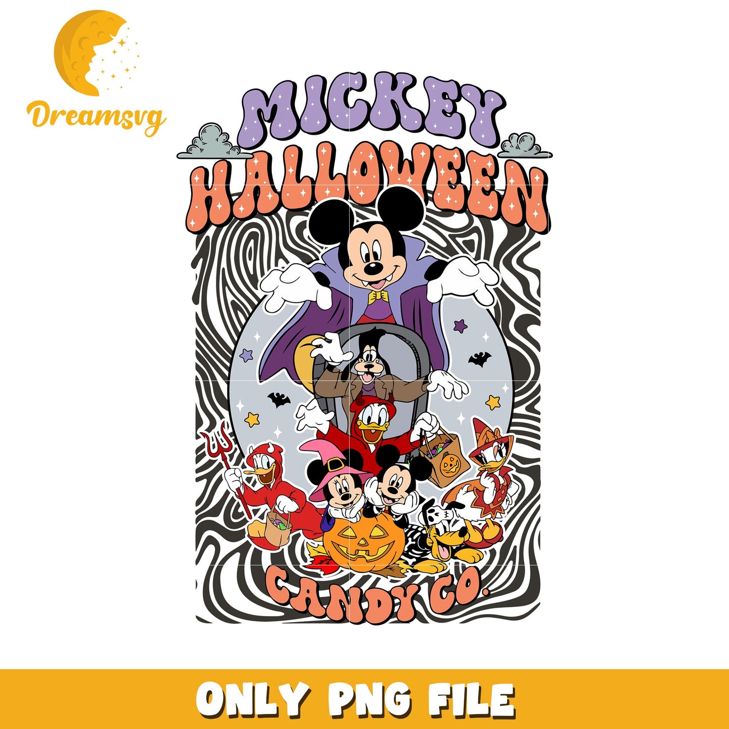 Mickey Halloween PNG Retro Design