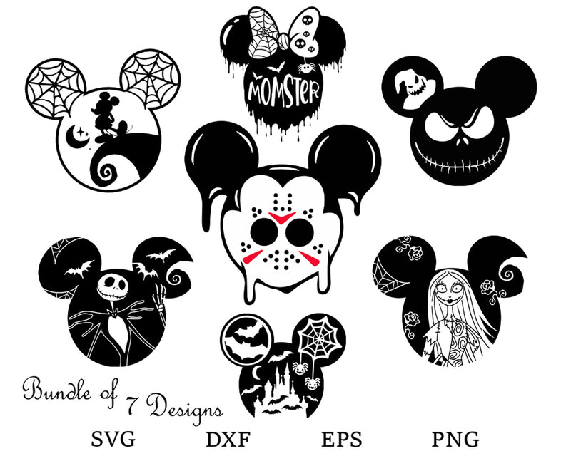 Mickey Head Halloween SVG Bundle, Horror movies halloween svg