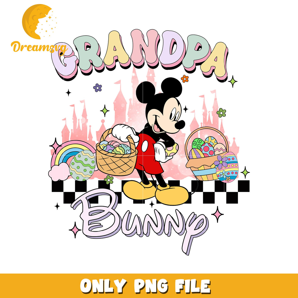 Mickey Mouse Grandpa Bunny Easter PNG Graphic Design Image