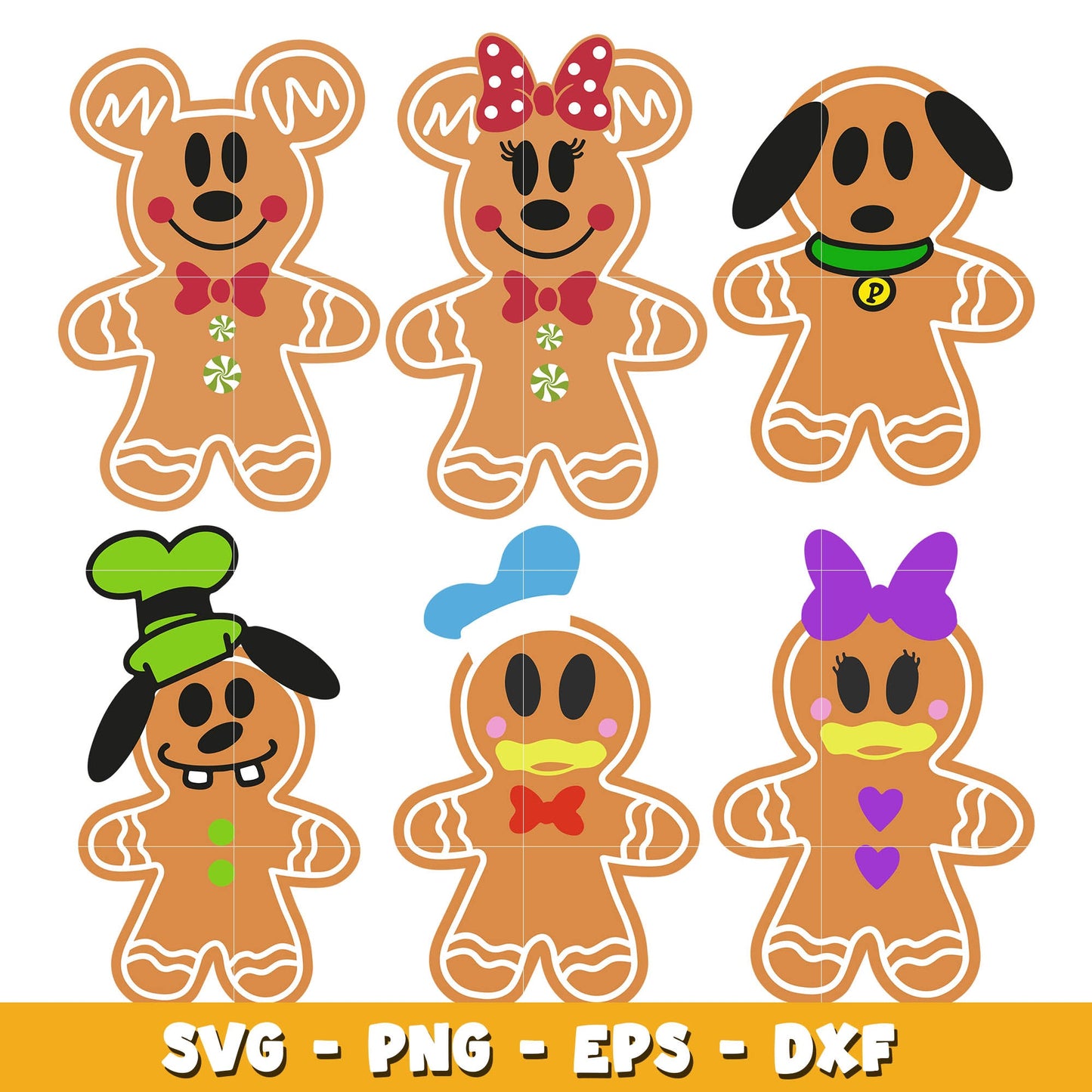 Disney Mouse Gingerbread bundle svg, Disney cartoon svg, Digital download