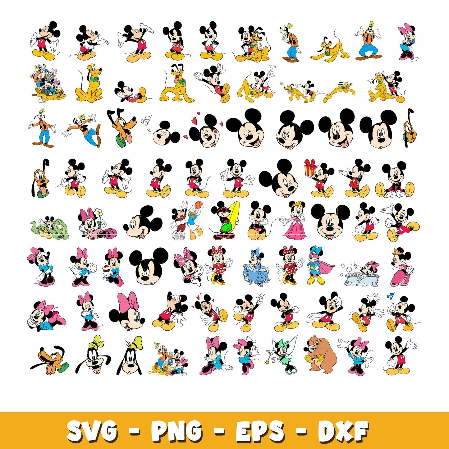 Disney Mickey Minnie Mouse bundle svg, Disney cartoon svg, Digital download