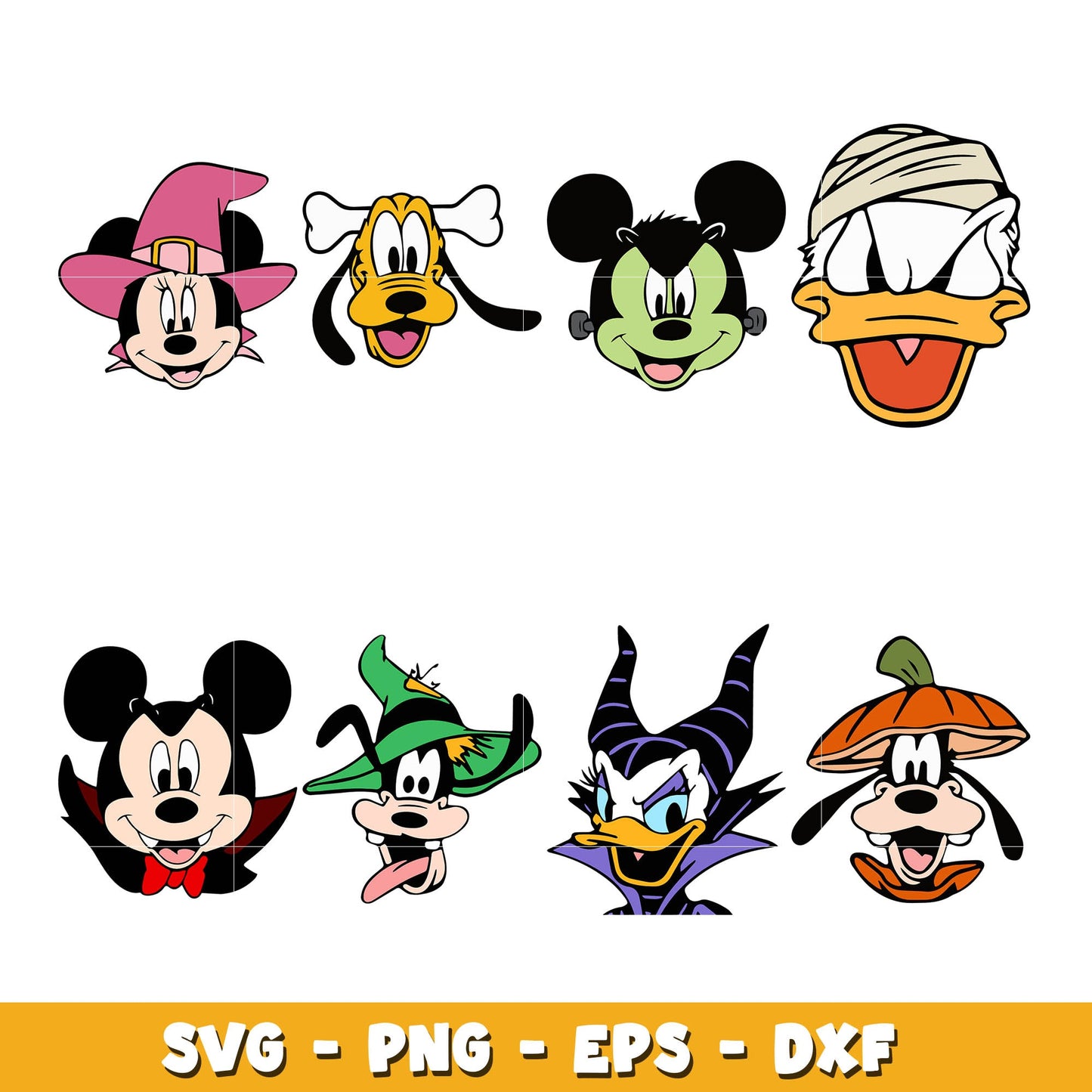 Mickey and friends Halloween head bundle svg, Disney cartoon svg, Digital download