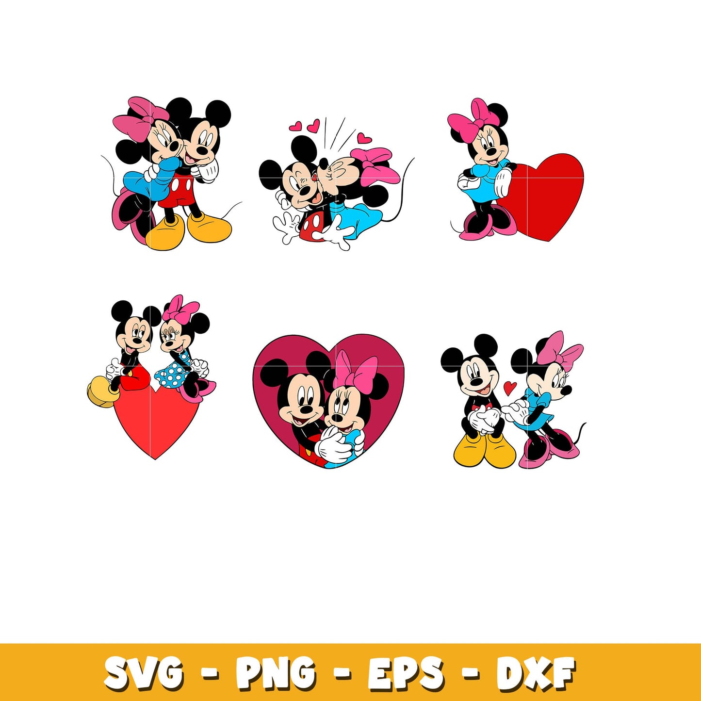 Mickey and Minnie Valentine bundle svg, Disney cartoon svg, Digital download