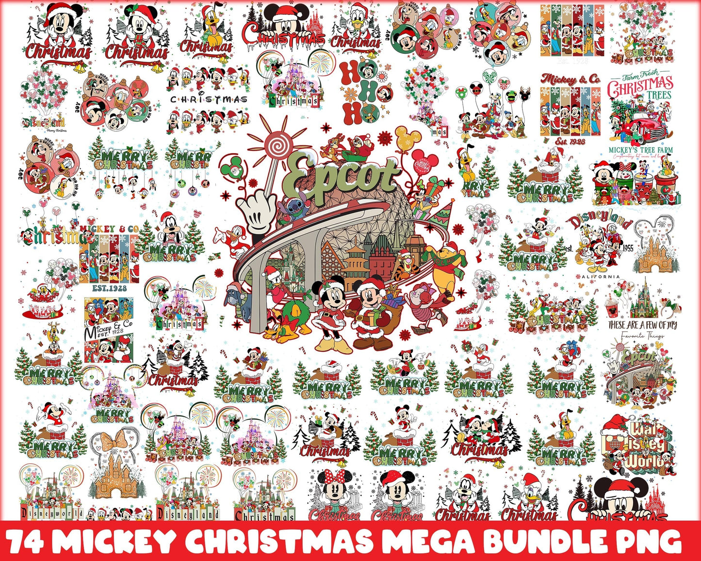 74 Mickey Christmas Bundle, Christmas Svg, Mickey Svg, Cricut File, Disney Svg Bundle, Png, Eps, Dxf CRM25112201