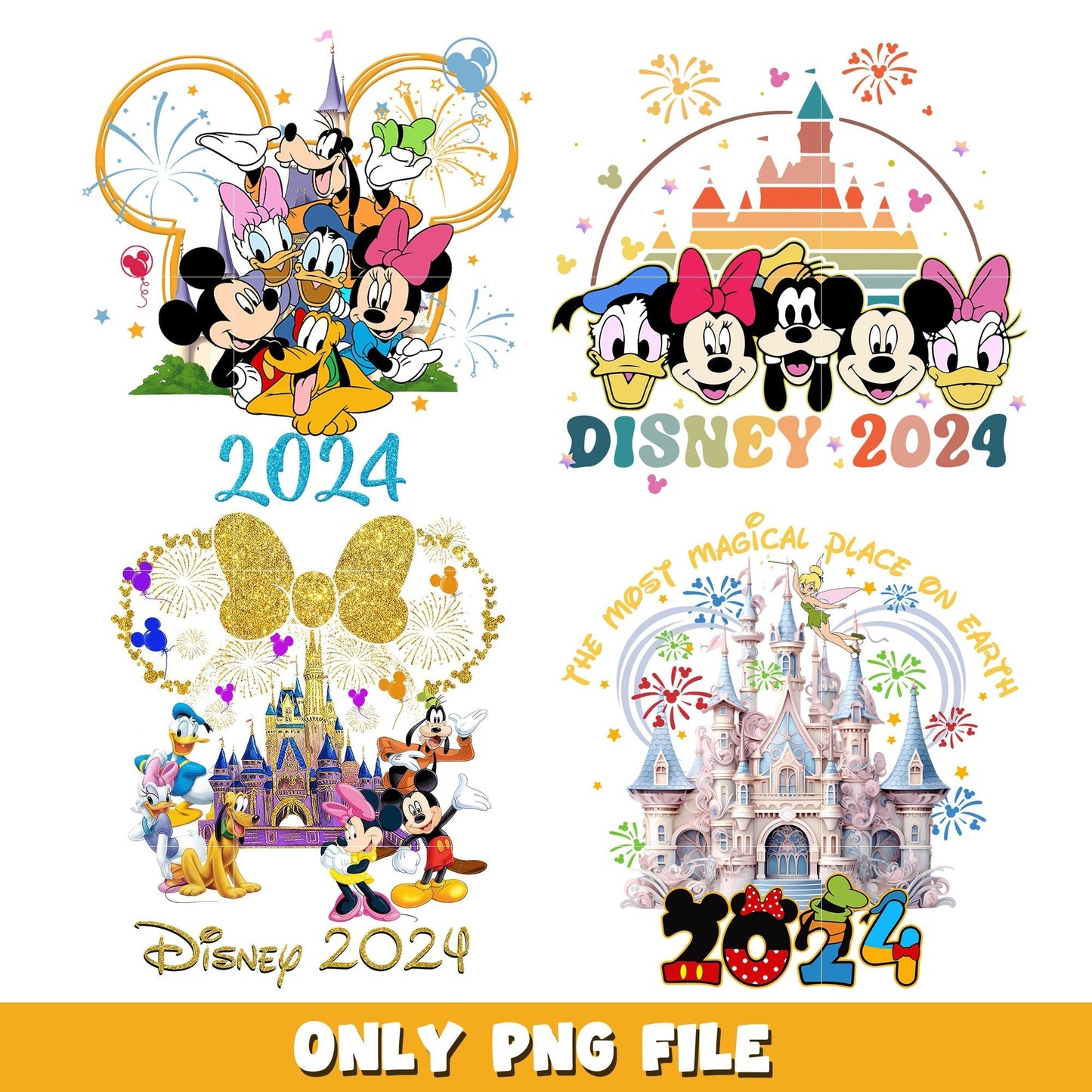Mickey mouse Magic Kingdom Park bundle png, Disney cartoon png, Digital download
