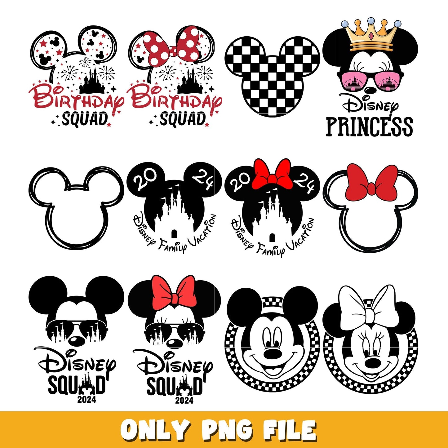 Disney Family Vacation head bundle png, Disney cartoon png, Digital download