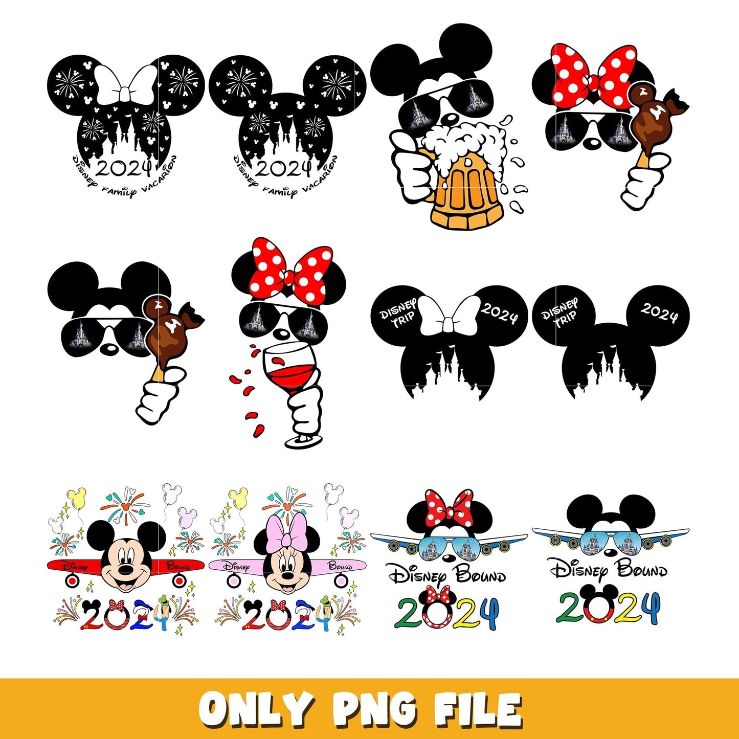 Mouse head bundle png, Disney cartoon png, Digital download
