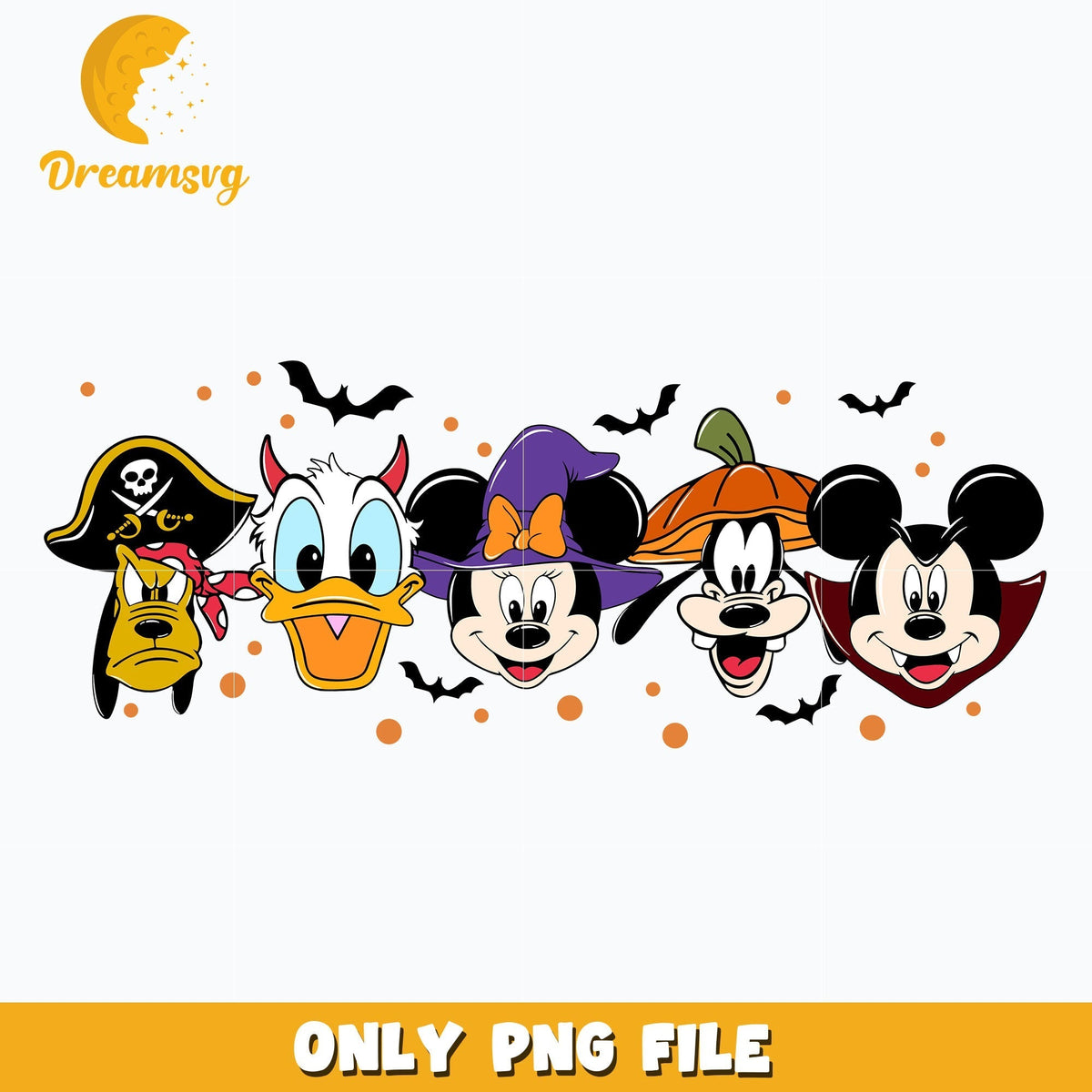 Mickey mouse and friends halloween png, Halloween png, Digital download.