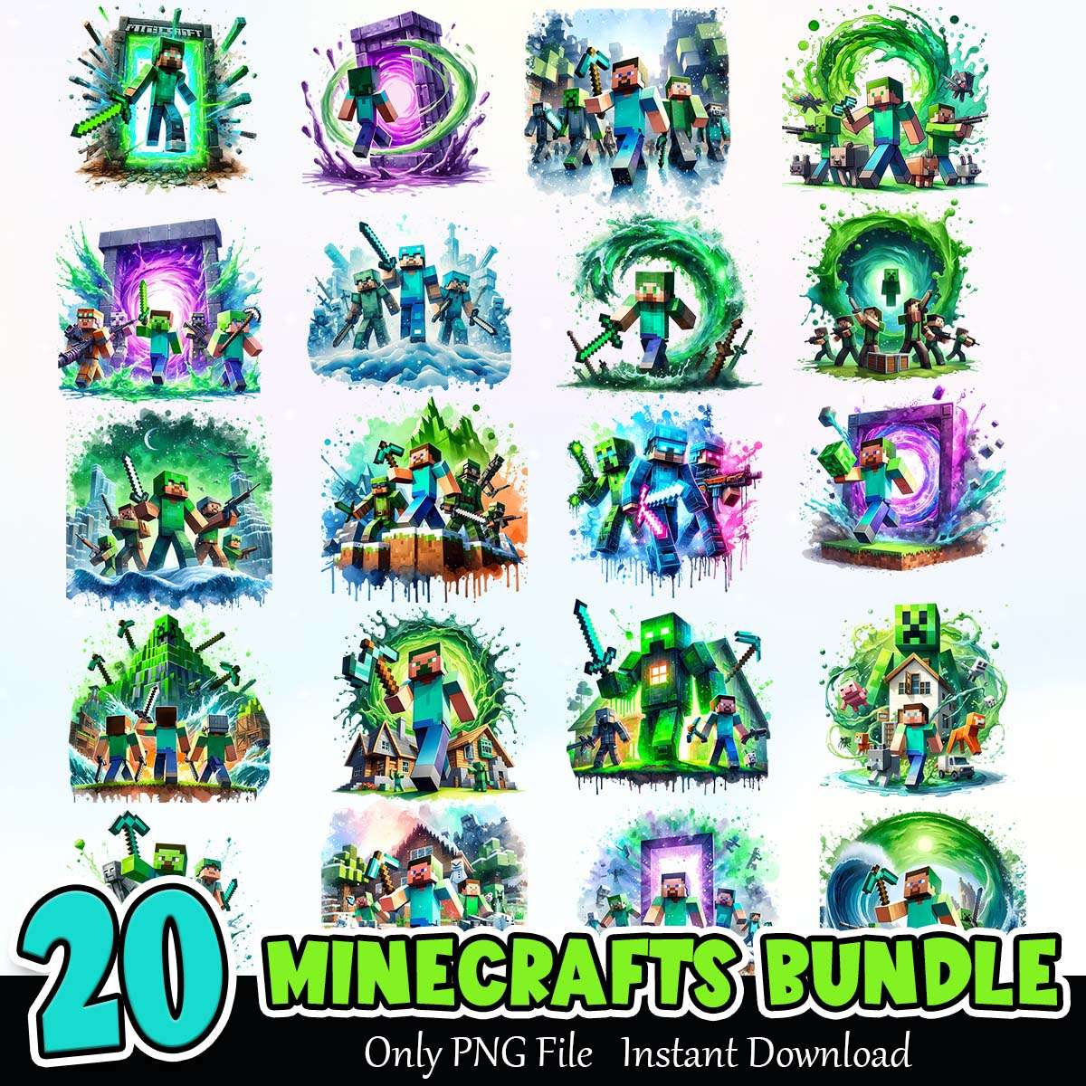 Minecraft Bundle PNG Instant Download