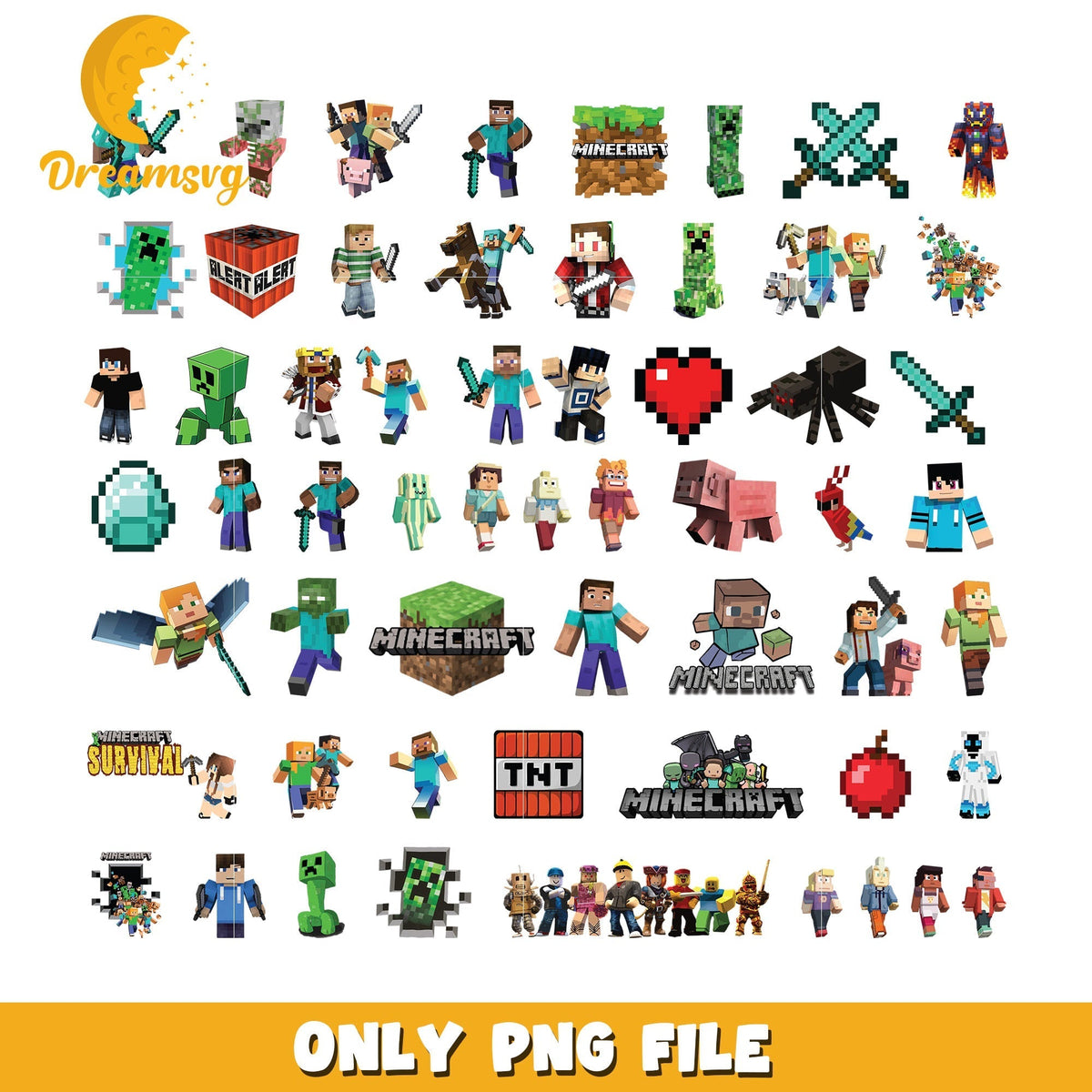 Minecraft characters bundle png, minecraft skins game png