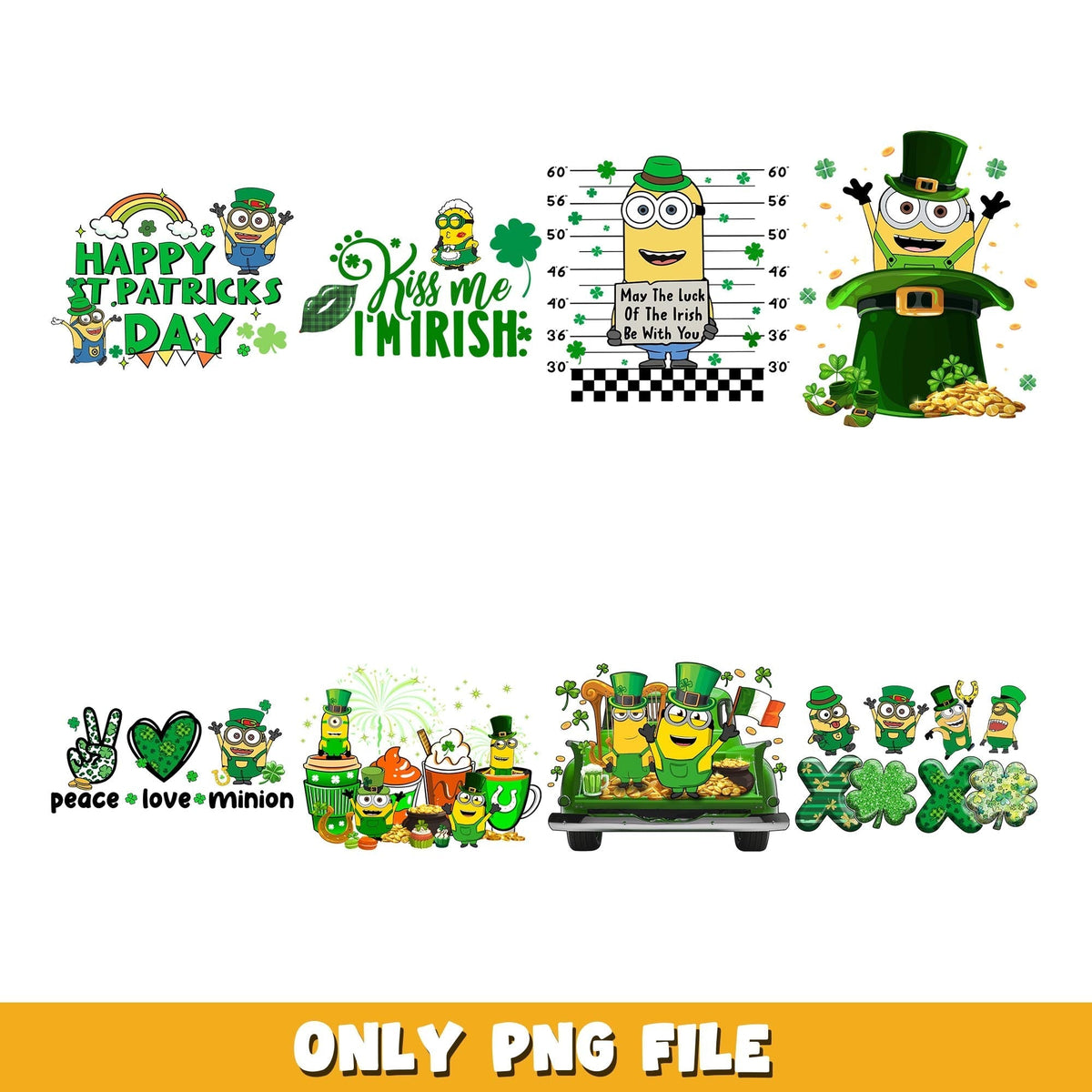 St. Patrick's Day png, minions bundle png, cartoon png