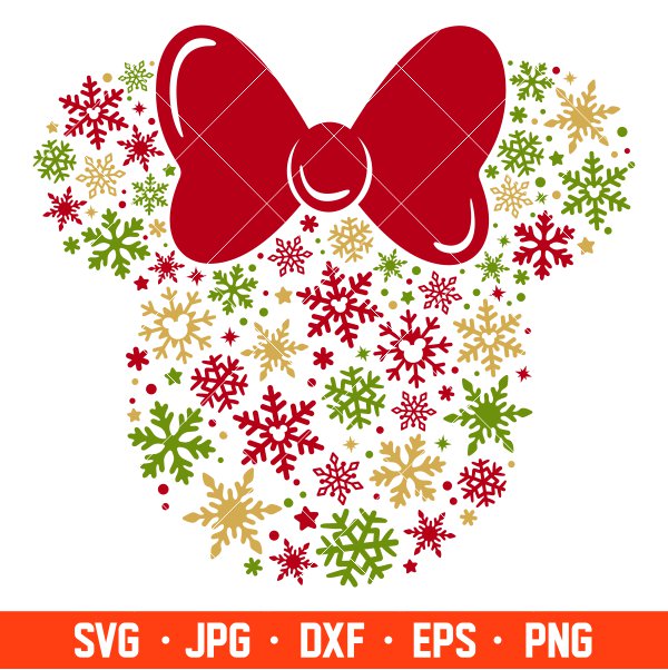 Minnie Snowflake Svg, Christmas Svg, Disney Christmas Svg, Minnie Mouse Svg, Cricut, Silhouette Vector Cut File