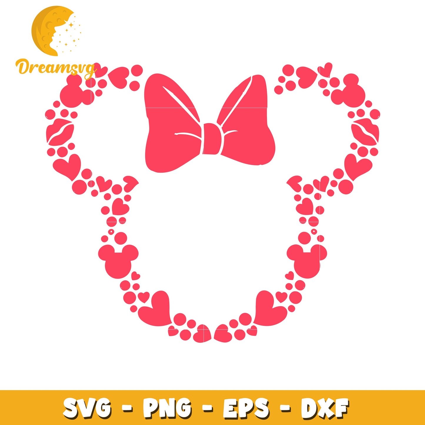 Minnie Mouse Hearts SVG PNG EPS DXF Cut File
