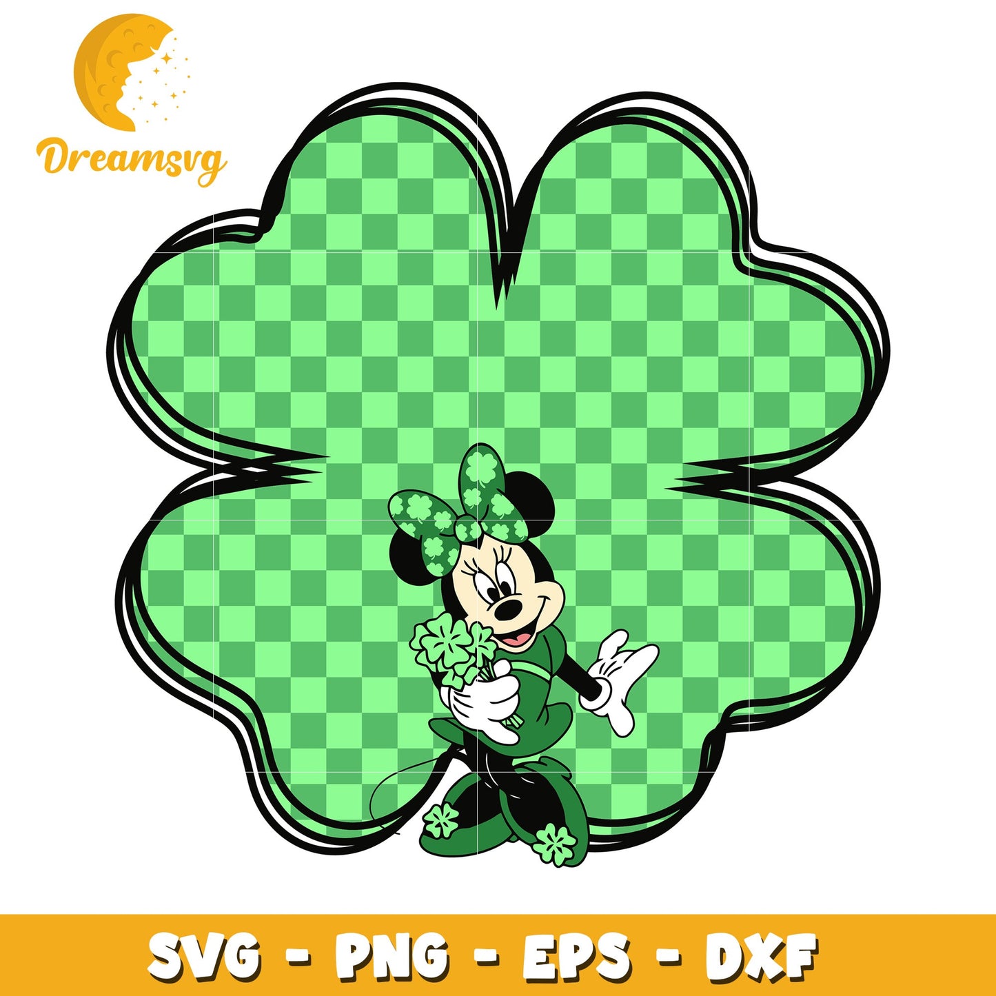Minnie Mouse Lucky Clover SVG St Patrick's Day Graphic Design