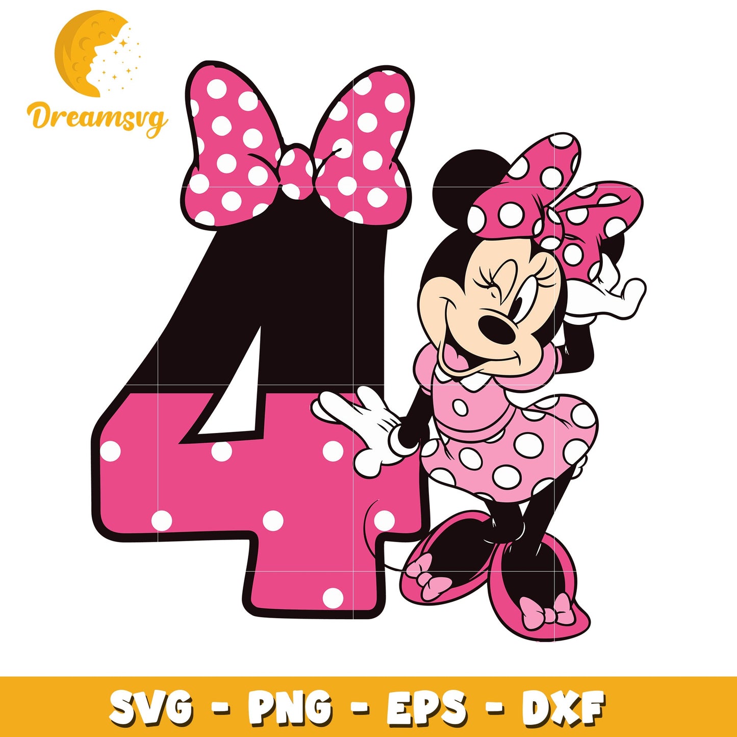 Minnie Mouse Number 4 SVG PNG EPS DXF