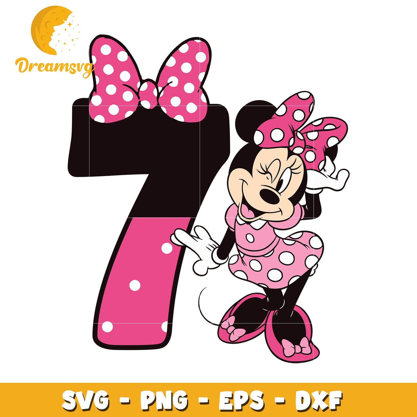 Minnie Mouse Number 7 SVG PNG EPS DXF